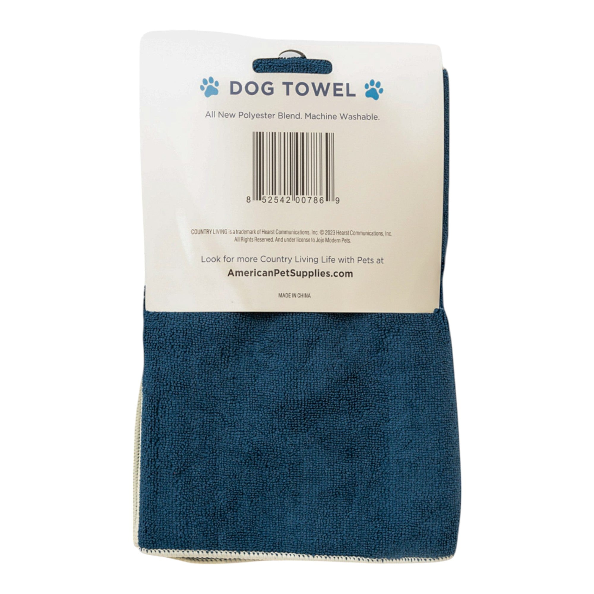 Country Living Large Marine Blue Microfiber Dog Bath Towel With wall art with nature-inspired artwork - product view 2