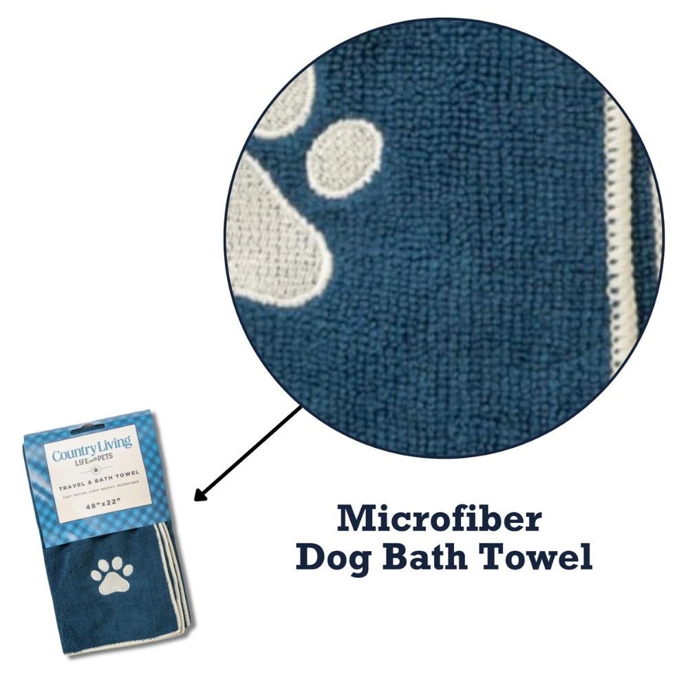 Country Living Large Marine Blue Microfiber Dog Bath Towel With wall art with nature-inspired artwork - product view 5