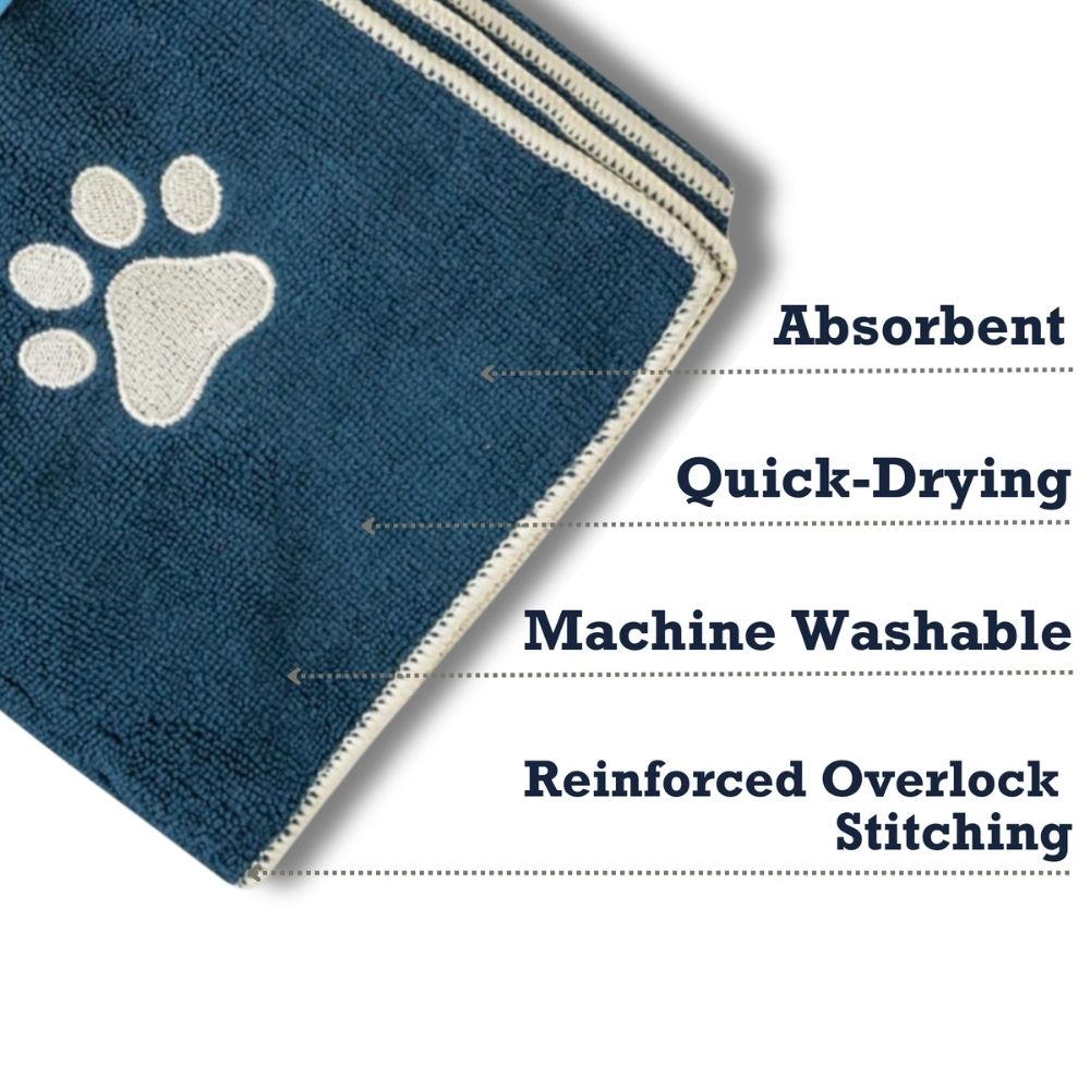 Country Living Large Marine Blue Microfiber Dog Bath Towel With wall art with nature-inspired artwork - product view 6