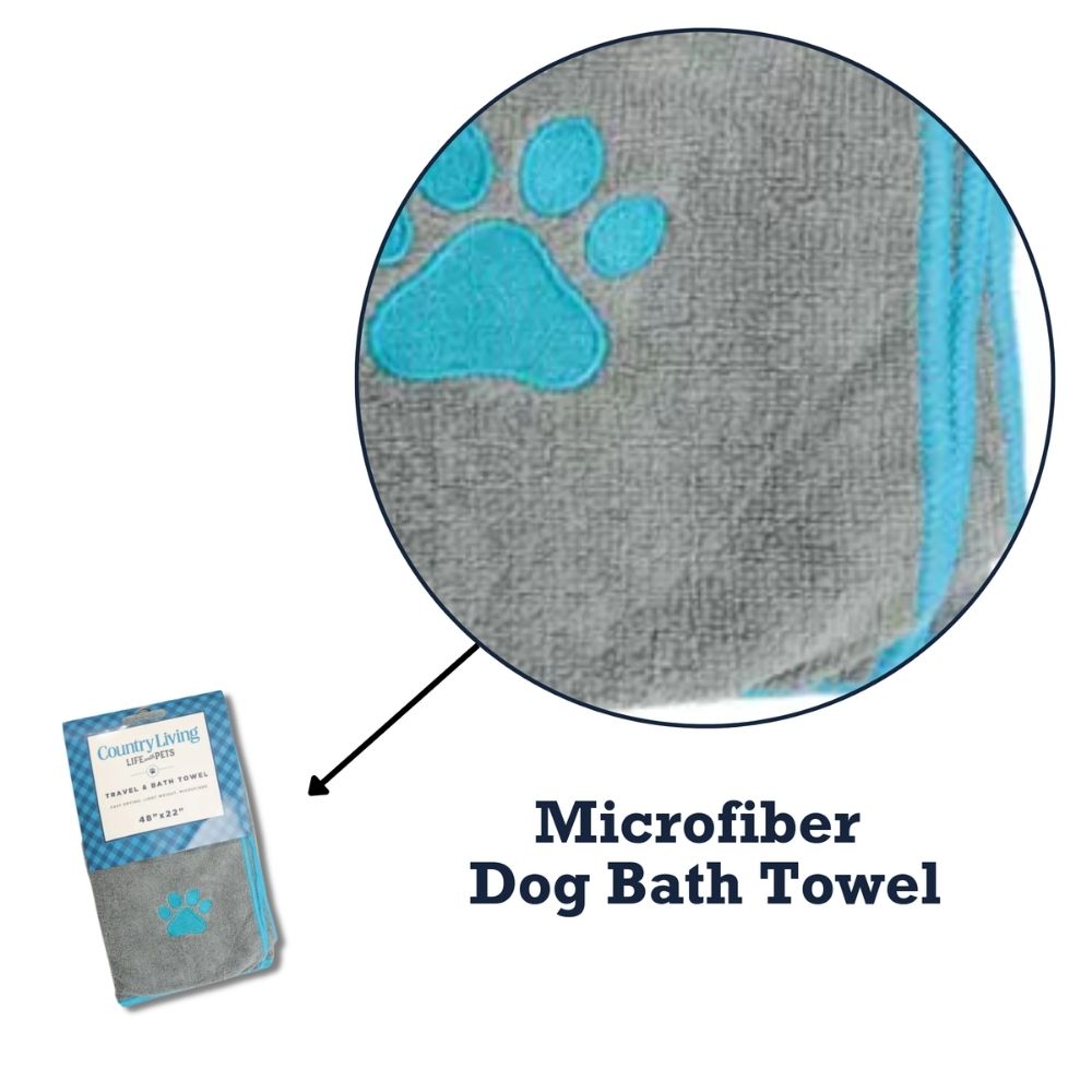 Country Living Large Gray Microfiber Dog Bath Towel with Teal wall art with nature-inspired artwork - product view 6