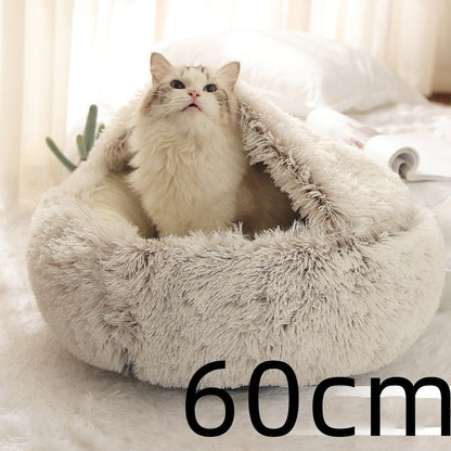 2 in 1 Dog and Cat Bed Pet Winter Bed Round Plush Warm Bed House Soft uncategorized / needs cleanup with nature-inspired artwork - product view 12