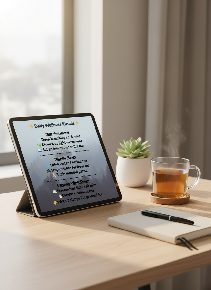 Daily Wellness Rituals on Tablet