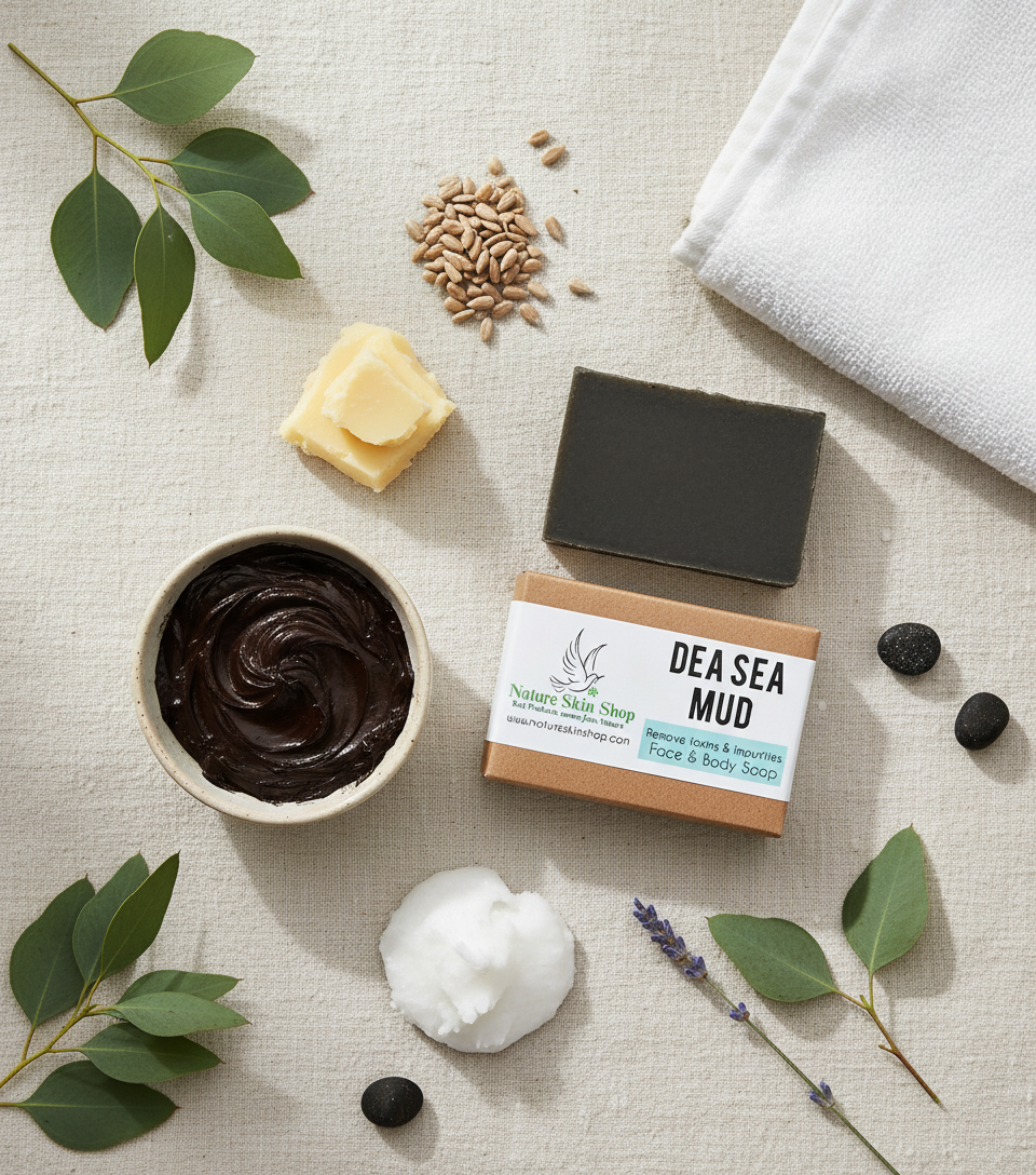 Dead Sea Mud Healing Bar Flat Lay Mockup