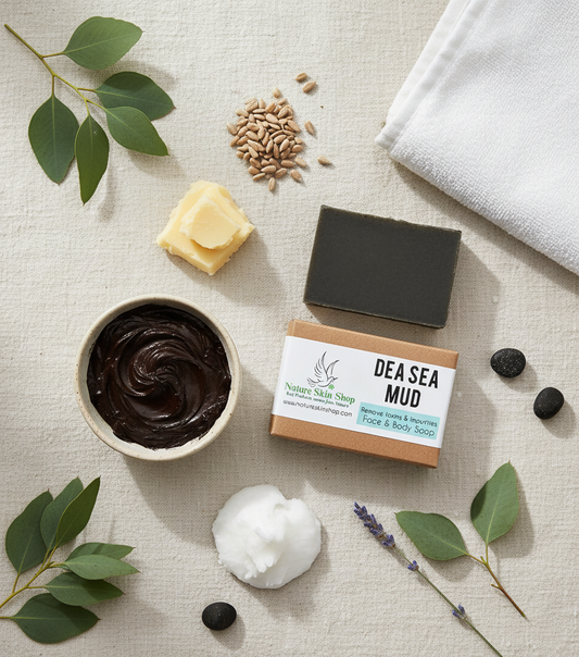 Dead Sea Mud Healing Bar Flat Lay Mockup