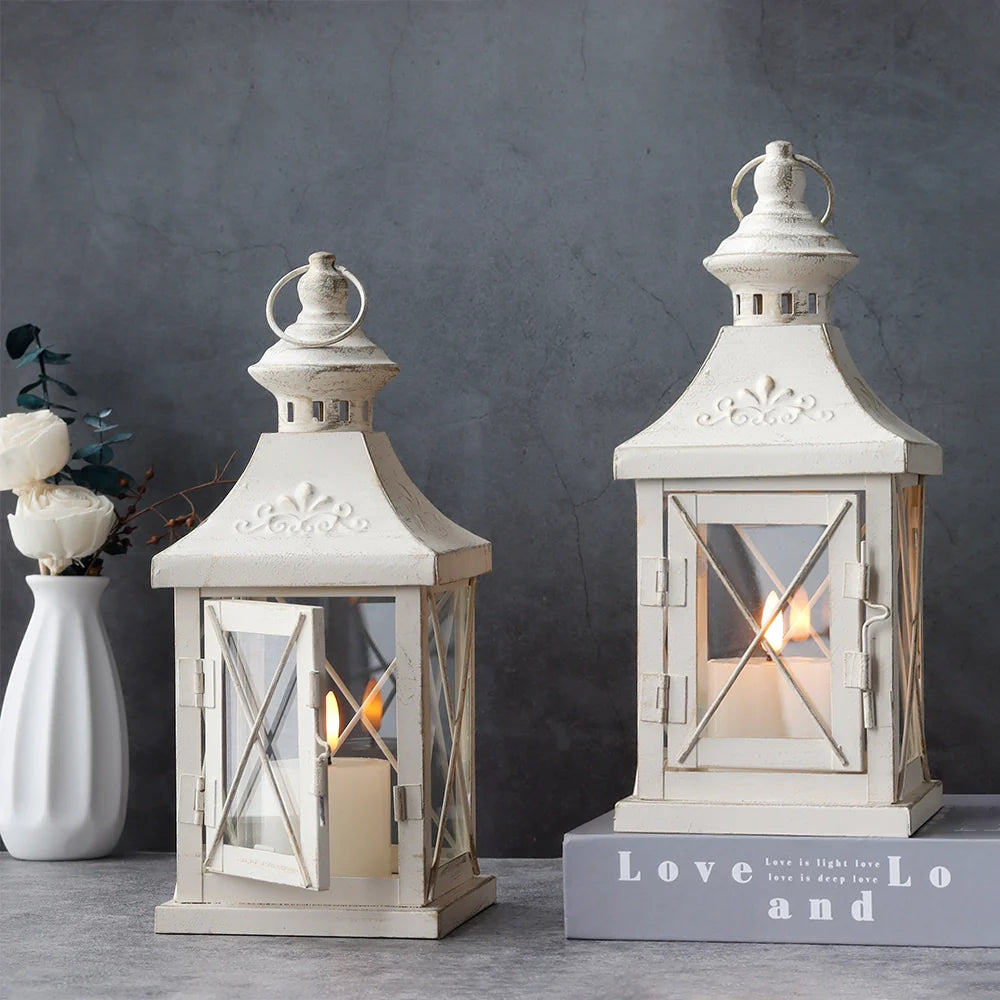Set of 2 11''high Decorative Candle Lantern decorative candle lanterns with nature-inspired artwork - product view 4