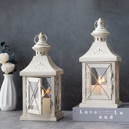 Set of 2 11''high Decorative Candle Lantern decorative candle lanterns with nature-inspired artwork - product view 4