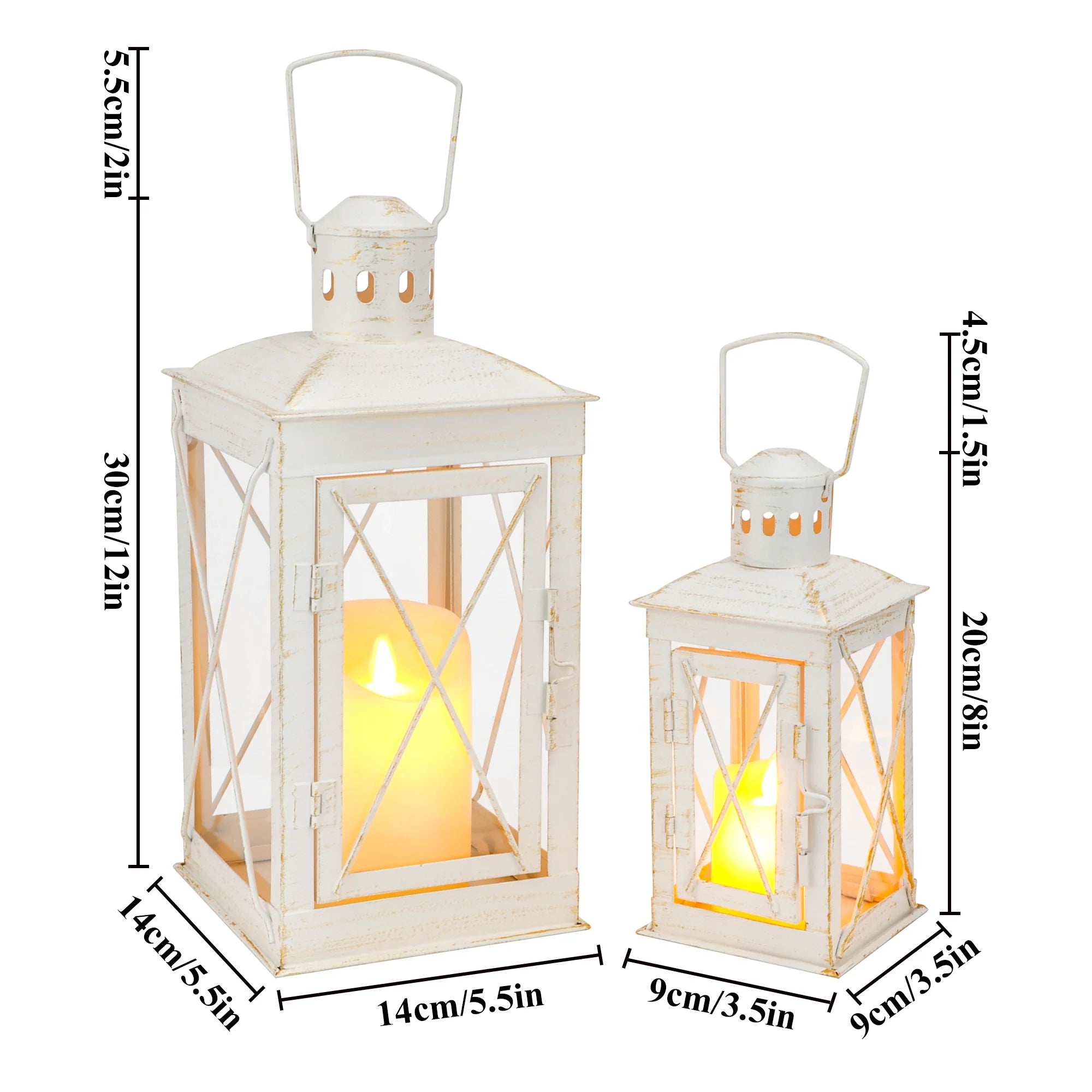 Set of 2 Decorative Candle Lantern Metal Candle Holder Hanging Lantern decorative candle lantern with nature-inspired artwork - product view 9