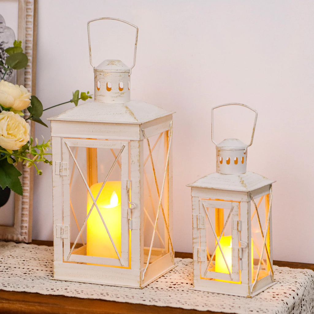 Set of 2 Decorative Candle Lantern Metal Candle Holder Hanging Lantern decorative candle lantern with nature-inspired artwork - product view 8