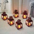 6 Pcs Small Metal Candle Lanterns Vintage Hanging House Tealight decorative candle lantern with nature-inspired artwork - product view 2