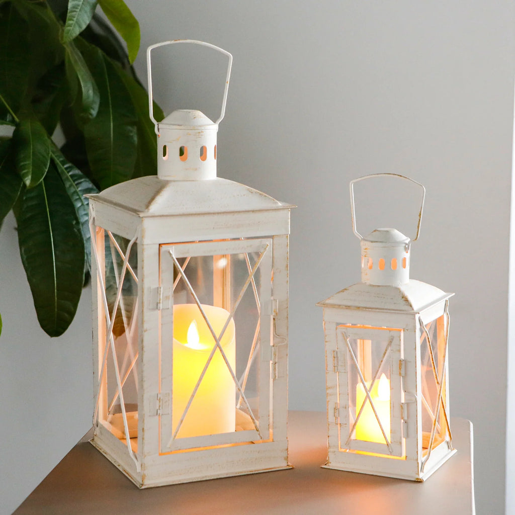 Set of 2 Decorative Candle Lantern Metal Candle Holder Hanging Lantern decorative candle lantern with nature-inspired artwork - product view 11
