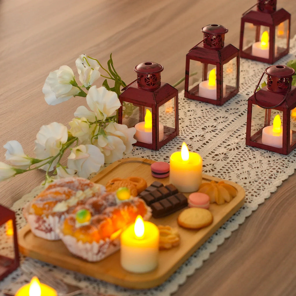 6 Pcs Small Metal Candle Lanterns Vintage Hanging House Tealight decorative candle lantern with nature-inspired artwork - product view 13
