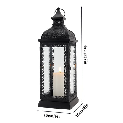 19" High Rustic Metal Candle Lantern (black) uncategorized / needs cleanup with nature-inspired artwork - product view 6