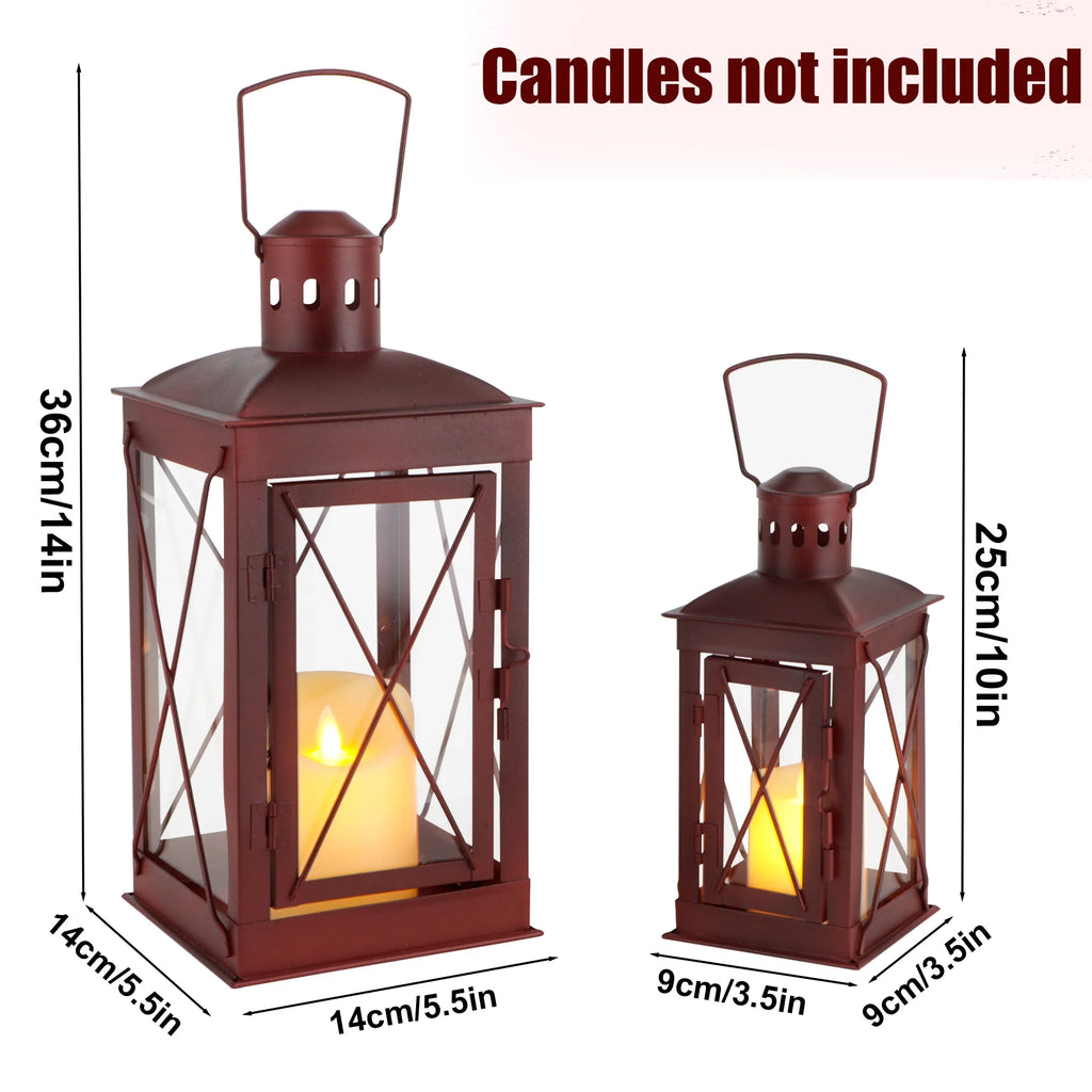 Set of 2 Decorative Candle Lantern Metal Candle Holder Hanging Lantern decorative candle lantern with nature-inspired artwork - product view 15