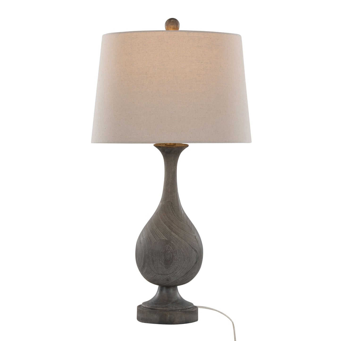 Gray or Dark Gray Rustic Farmhouse Faux Wood Table Lamps - Set of 2