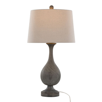 Gray or Dark Gray Rustic Farmhouse Faux Wood Table Lamps - Set of 2