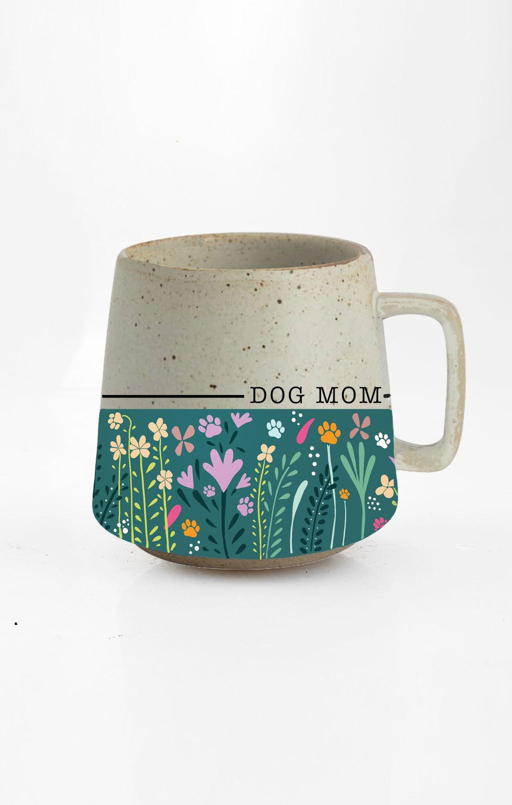 Dog Mom ceramic mug with nature-inspired artwork
