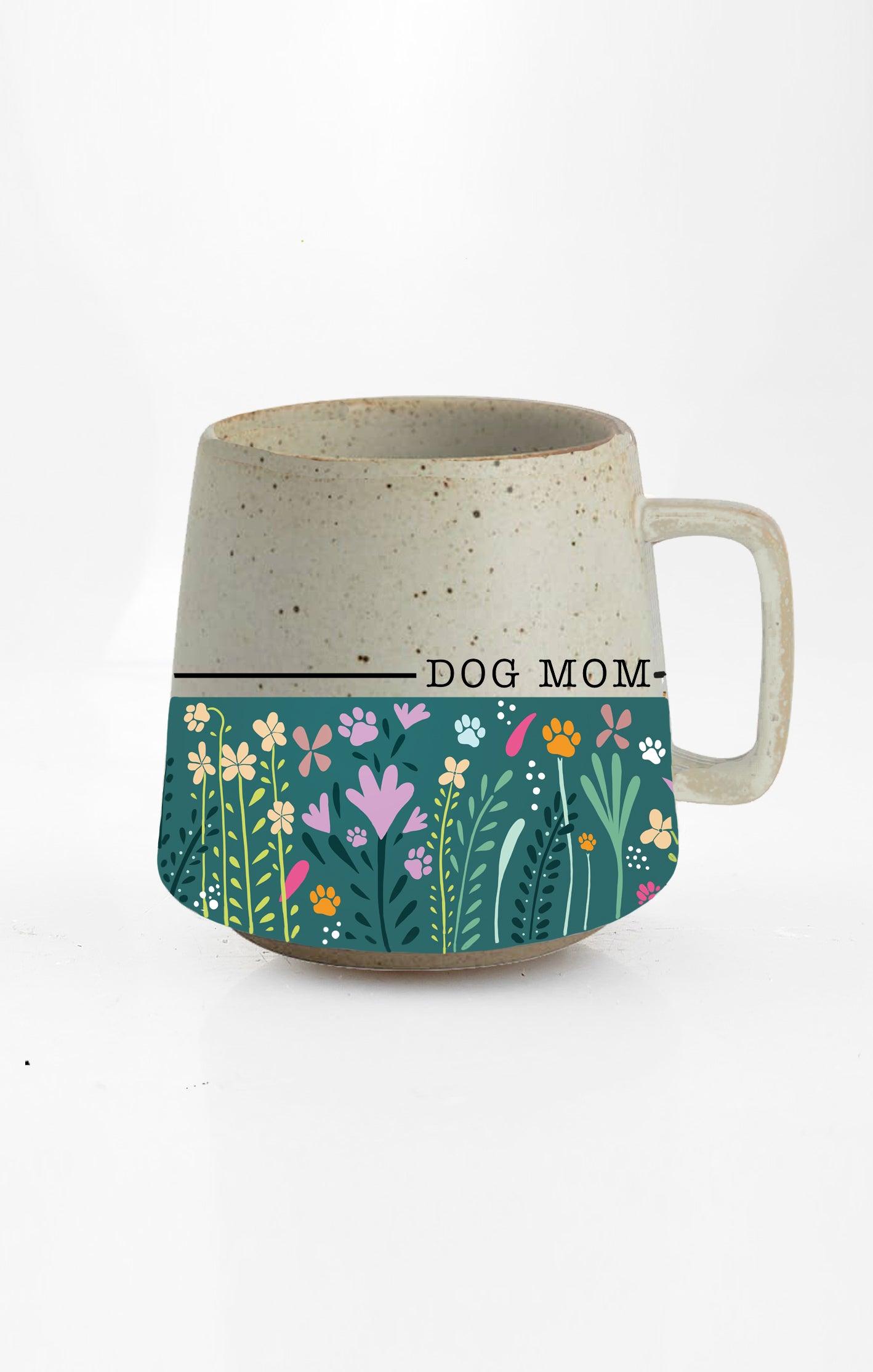 Dog Mom ceramic mug with nature-inspired artwork