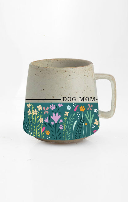 Dog Mom ceramic mug with nature-inspired artwork