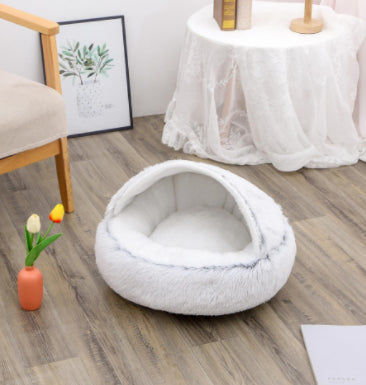 2 in 1 Dog and Cat Bed Pet Winter Bed Round Plush Warm Bed House Soft uncategorized / needs cleanup with nature-inspired artwork - product view 9