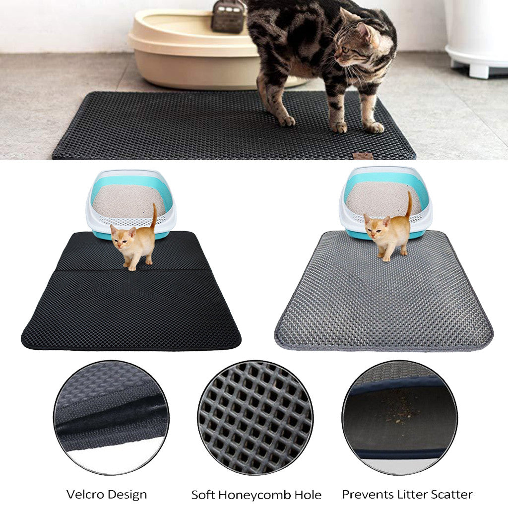 Double Layer Litter Cat Bed Pads Pet Cat Litter Mat Trapping Pets uncategorized / needs cleanup with nature-inspired artwork