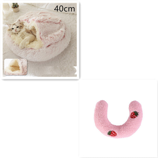 2 in 1 Dog and Cat Bed Pet Winter Bed Round Plush Warm Bed House Soft uncategorized / needs cleanup with nature-inspired artwork - product view 43
