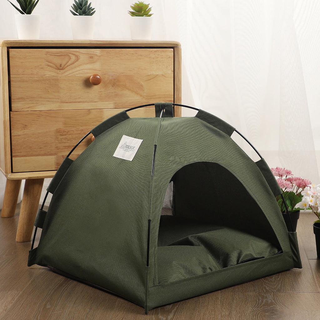 Cat Tent Cooling Mat Dog House Pet Sofa Camping Dog Bed with Cushion uncategorized / needs cleanup with nature-inspired artwork - product view 3