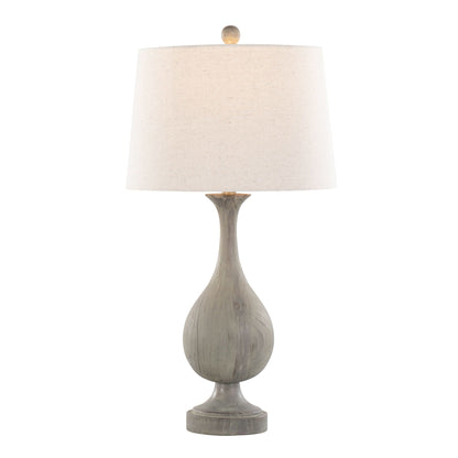 Gray or Dark Gray Rustic Farmhouse Faux Wood Table Lamps - Set of 2