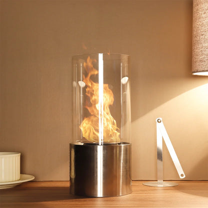 Jhy Design Portable Tabletop Firepit Cylindrical With gel & ethanol fireplaces with nature-inspired artwork - product view 6