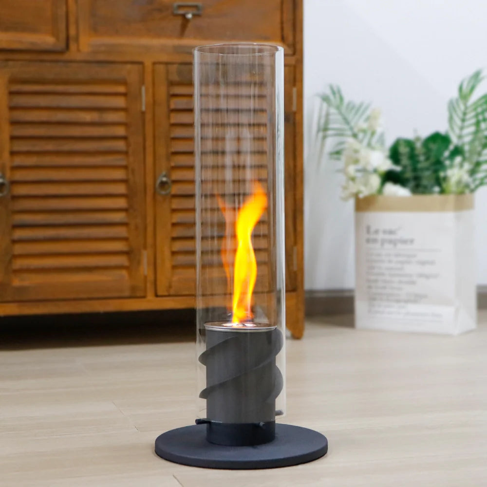 17''h Clean gel & ethanol fireplaces with nature-inspired artwork