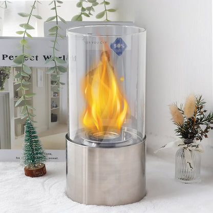Jhy Design Portable Tabletop Firepit Cylindrical With gel & ethanol fireplaces with nature-inspired artwork - product view 7