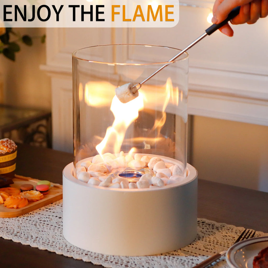11“h Large Tabletop Fire Bowl Pot Fireplace gel & ethanol fireplaces with nature-inspired artwork