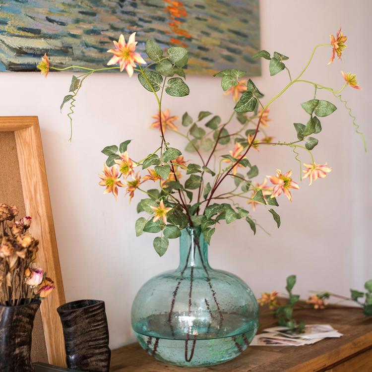 Artificial Orange Clematis Flower Stem, 40.5 Inches