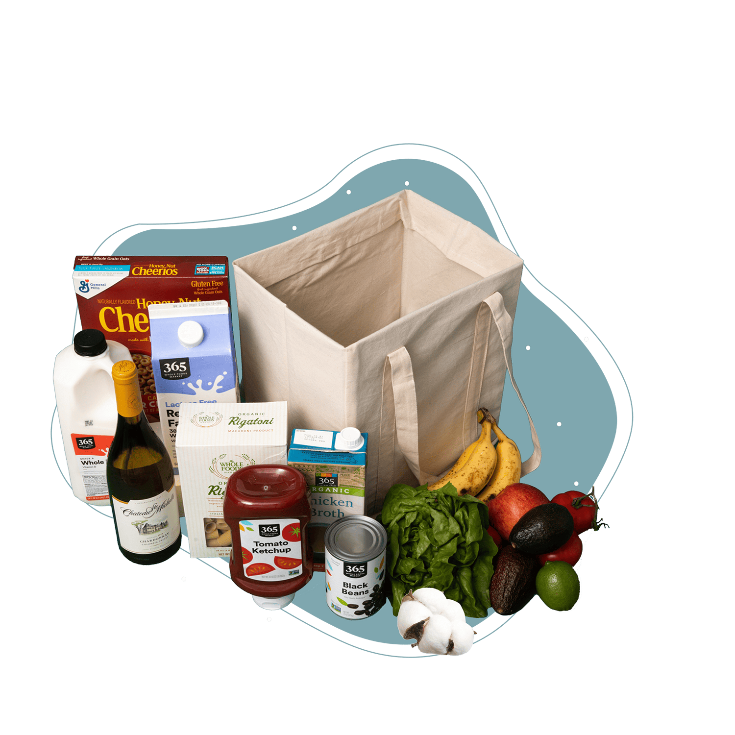 Collapsible Grocery Shopping Bags household storage bags with nature-inspired artwork - product view 2
