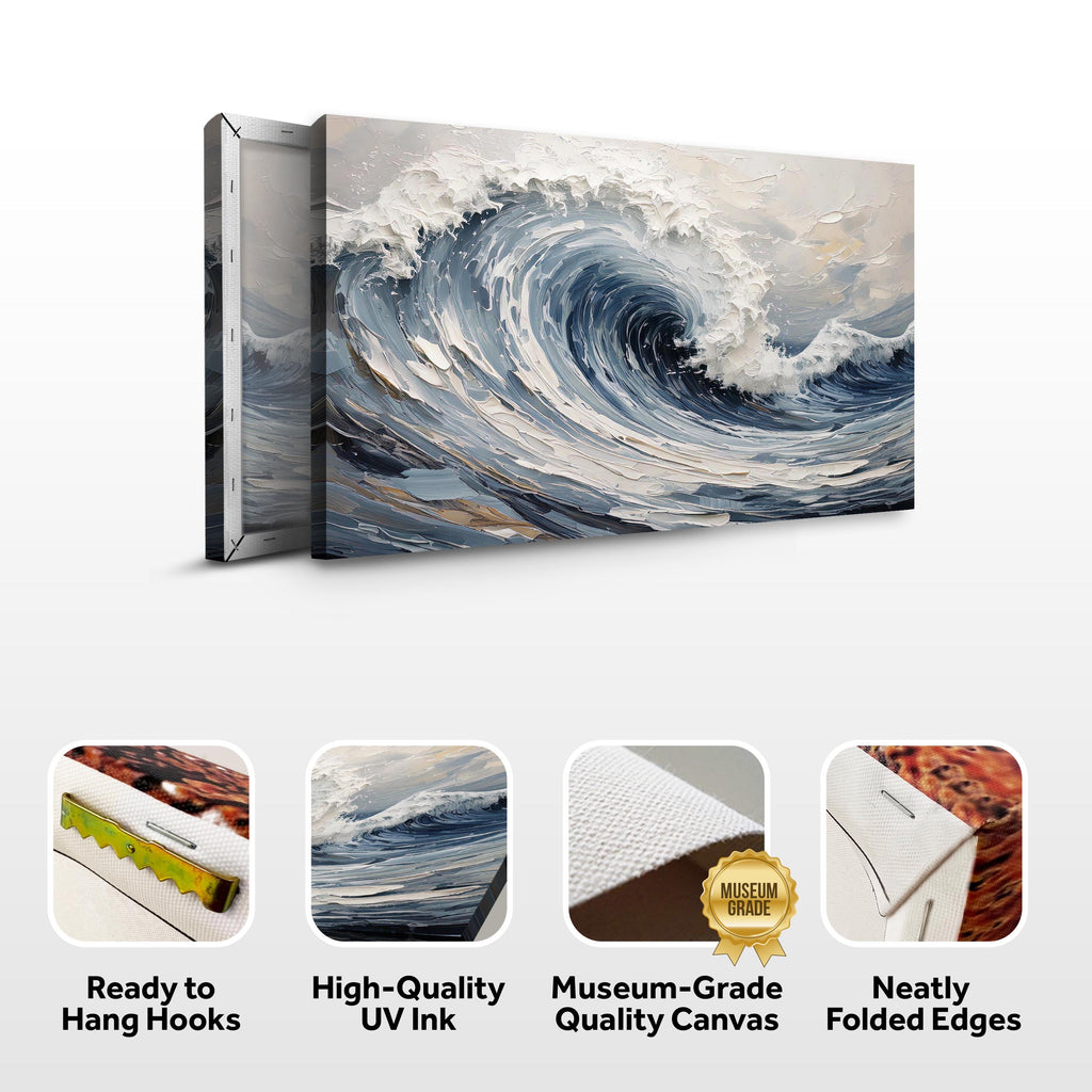 Modern Ocean Wave wall art with nature-inspired artwork - product view 3