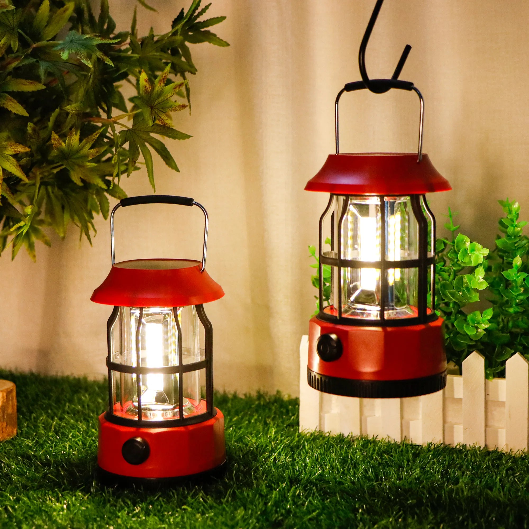 Set of 2 Led Solar Camping Lantern Dimmable new product with nature-inspired artwork