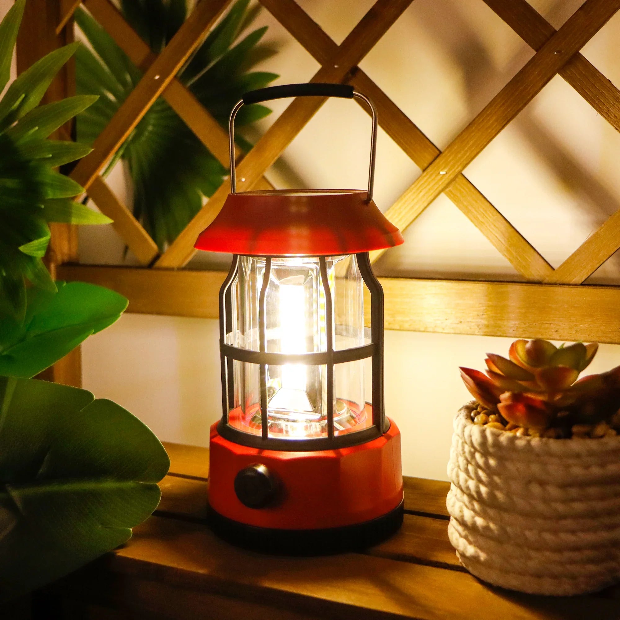 Set of 2 Led Solar Camping Lantern Dimmable new product with nature-inspired artwork - product view 2