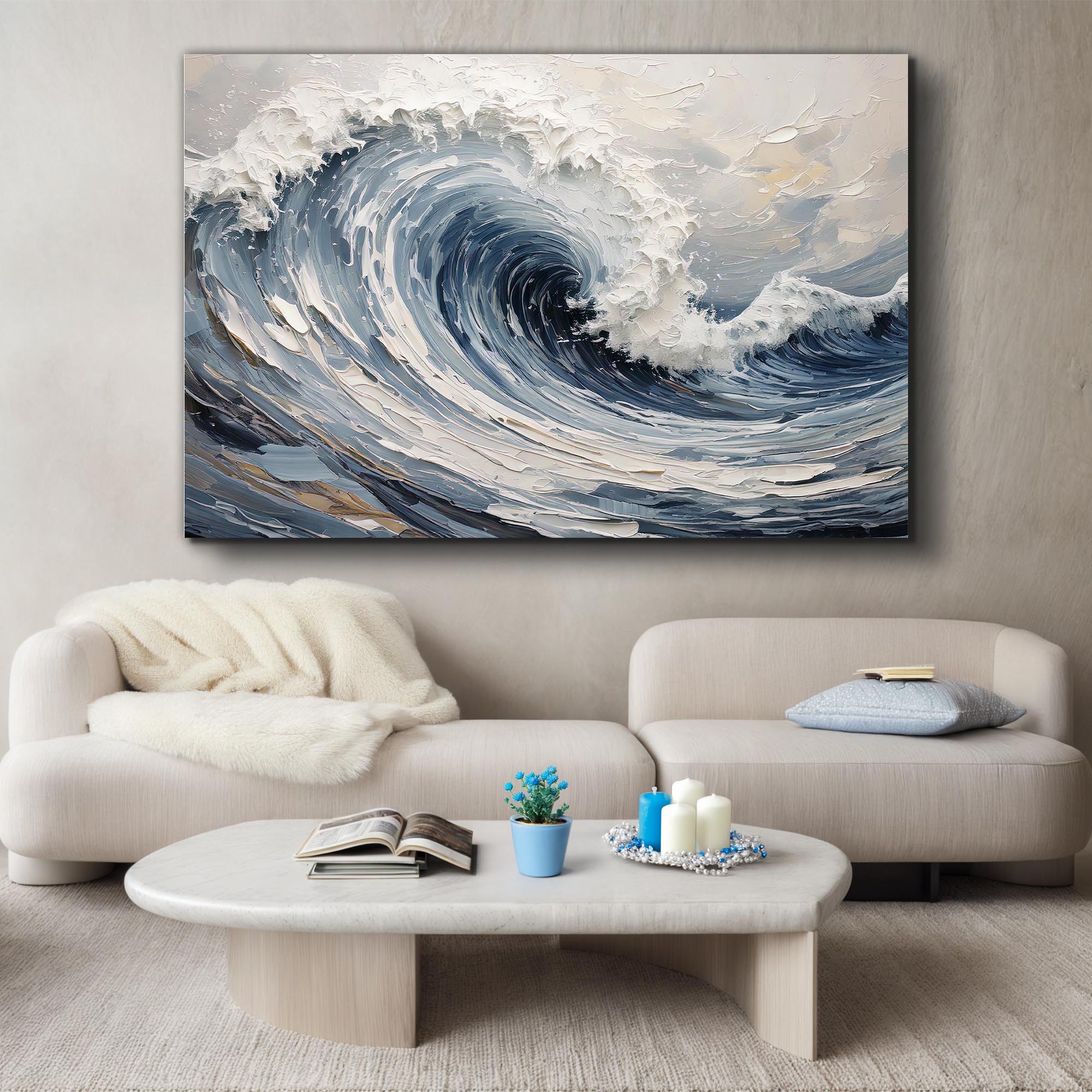 Modern Ocean Wave wall art with nature-inspired artwork