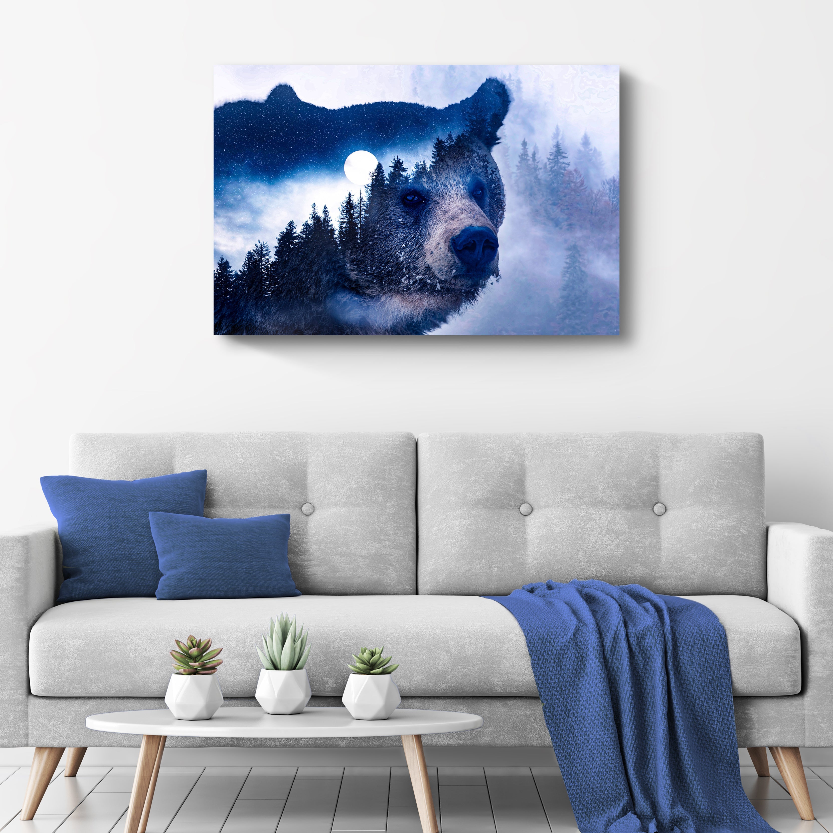Animals Forest Bear Illustration Canvas Ii wall art with nature-inspired artwork