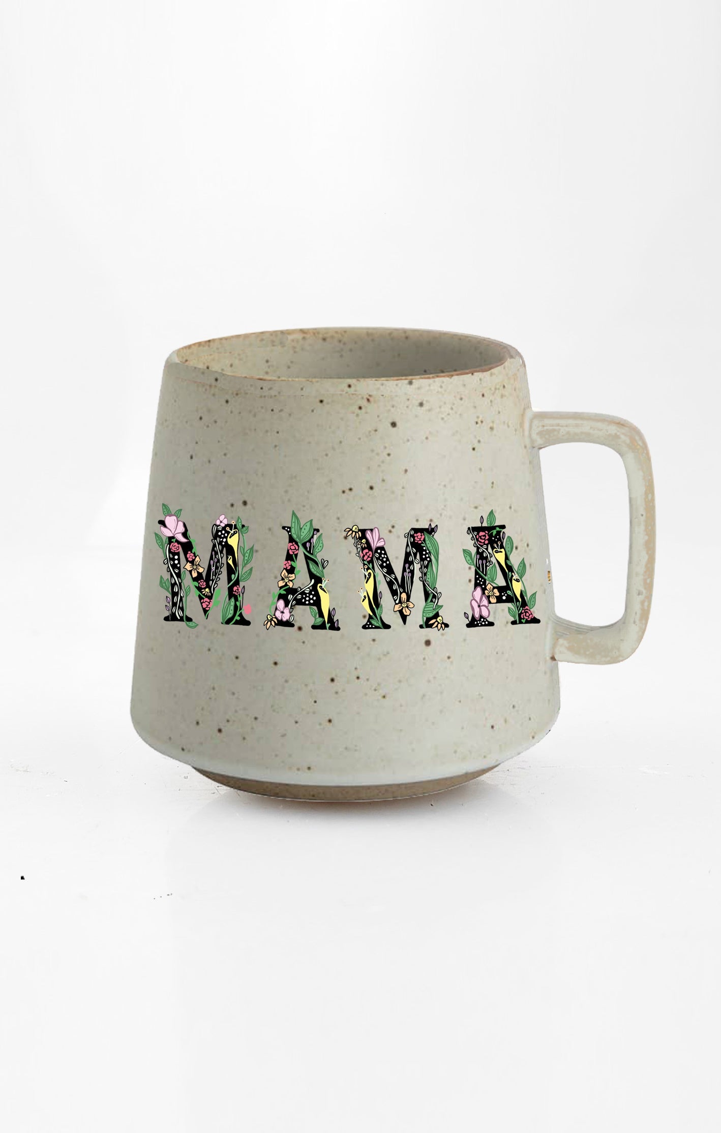 Mama Love ceramic mug with nature-inspired artwork