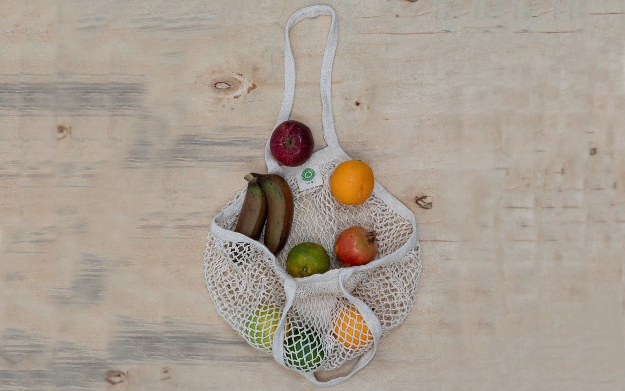 Mesh Shopping Bag beach totes with nature-inspired artwork - product view 3