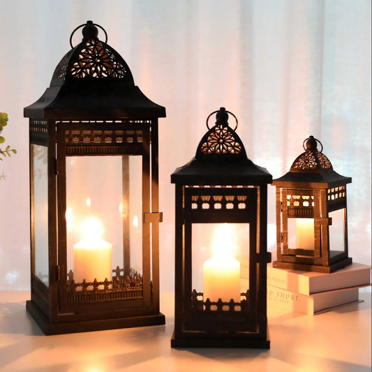 9.5"&14.5"&20" High Decorative Candle Lanterns ( Set of 3）