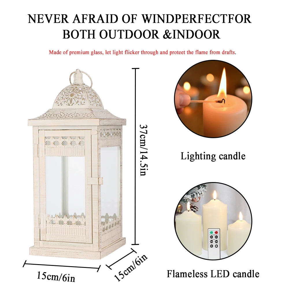 9.5"&14.5"&20" High Decorative Candle Lanterns ( Set of 3） decorative candle lanterns with nature-inspired artwork - product view 13