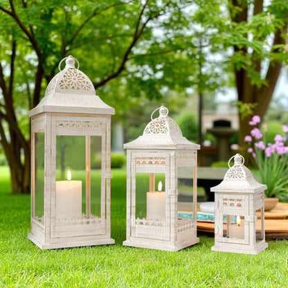 9.5"&14.5"&20" High Decorative Candle Lanterns ( Set of 3） decorative candle lanterns with nature-inspired artwork - product view 6