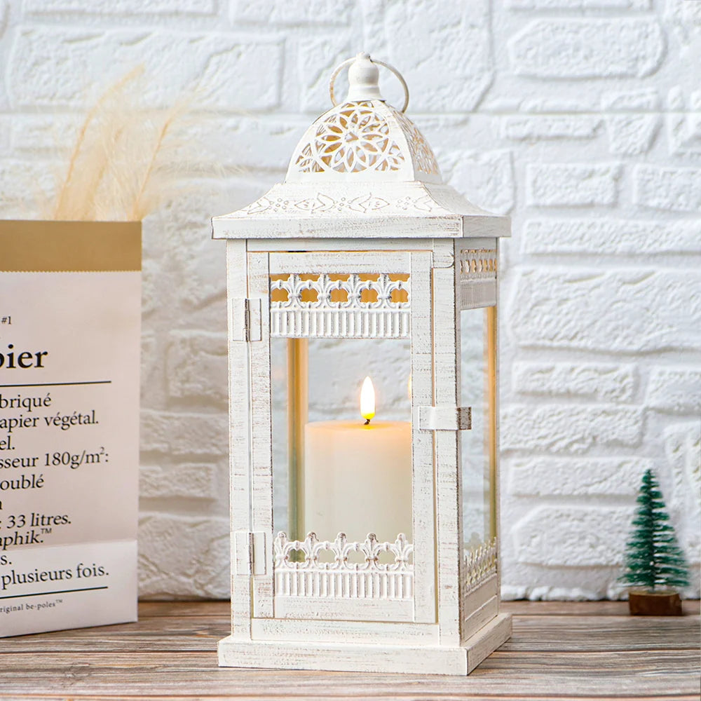 9.5"&14.5"&20" High Decorative Candle Lanterns ( Set of 3） decorative candle lanterns with nature-inspired artwork - product view 14