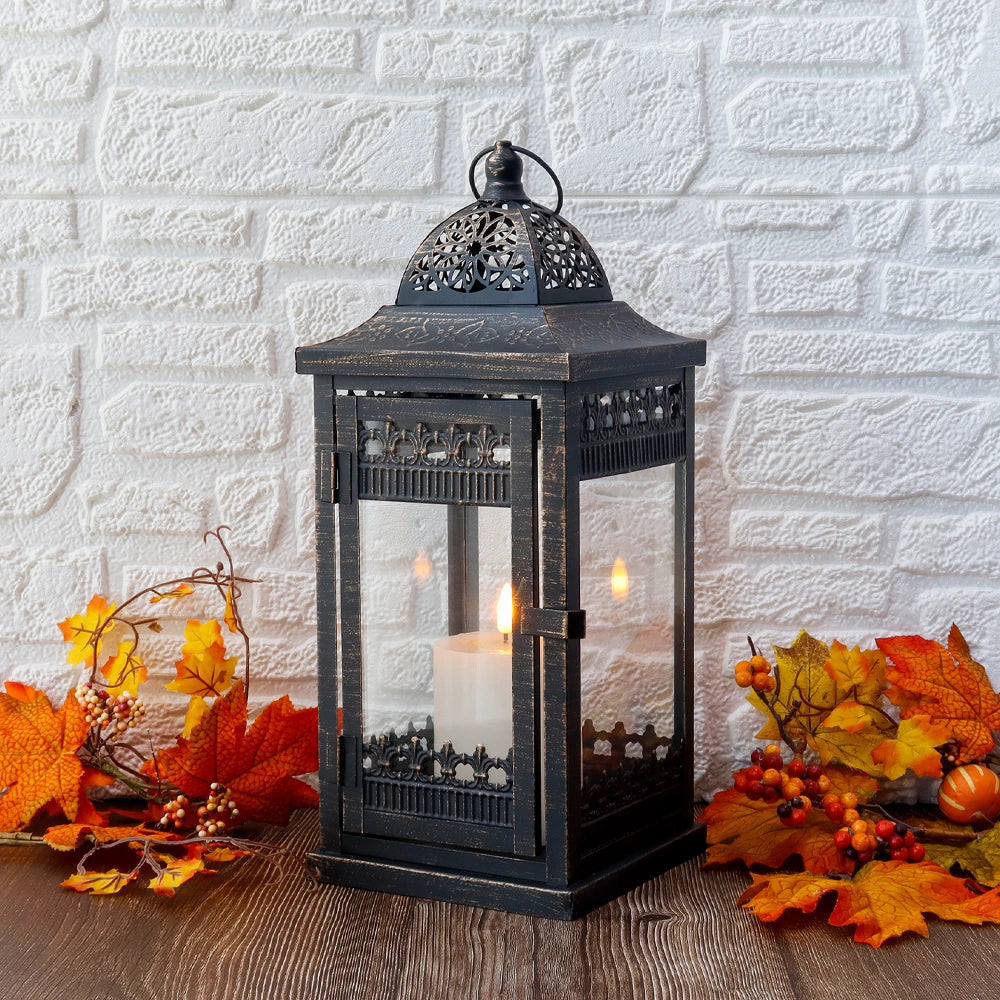 9.5"&14.5"&20" High Decorative Candle Lanterns ( Set of 3） decorative candle lanterns with nature-inspired artwork - product view 10
