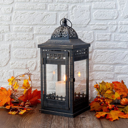 9.5"&14.5"&20" High Decorative Candle Lanterns ( Set of 3） decorative candle lanterns with nature-inspired artwork - product view 10