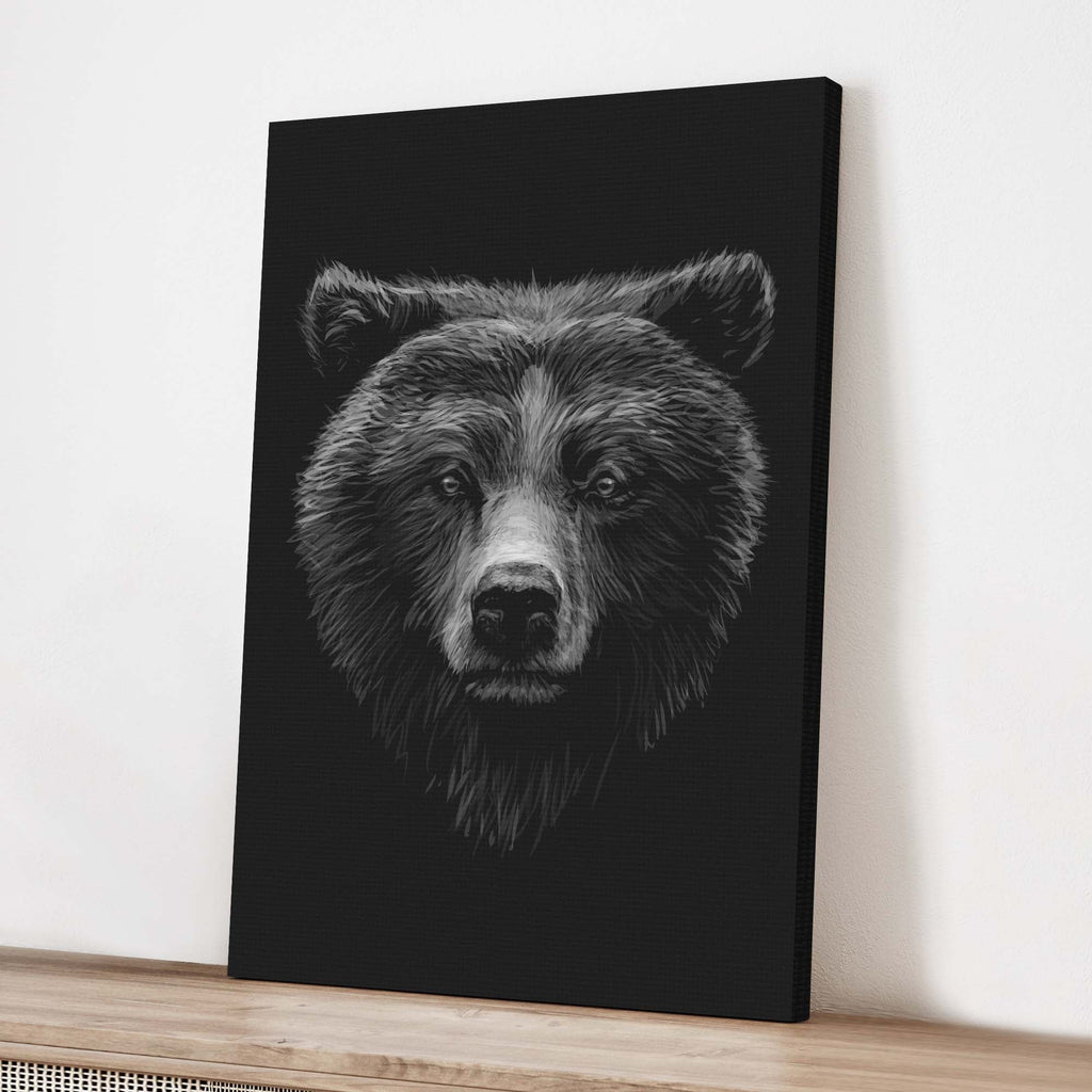 Animals Forest Bear Monochrome Canvas wall art with nature-inspired artwork - product view 3