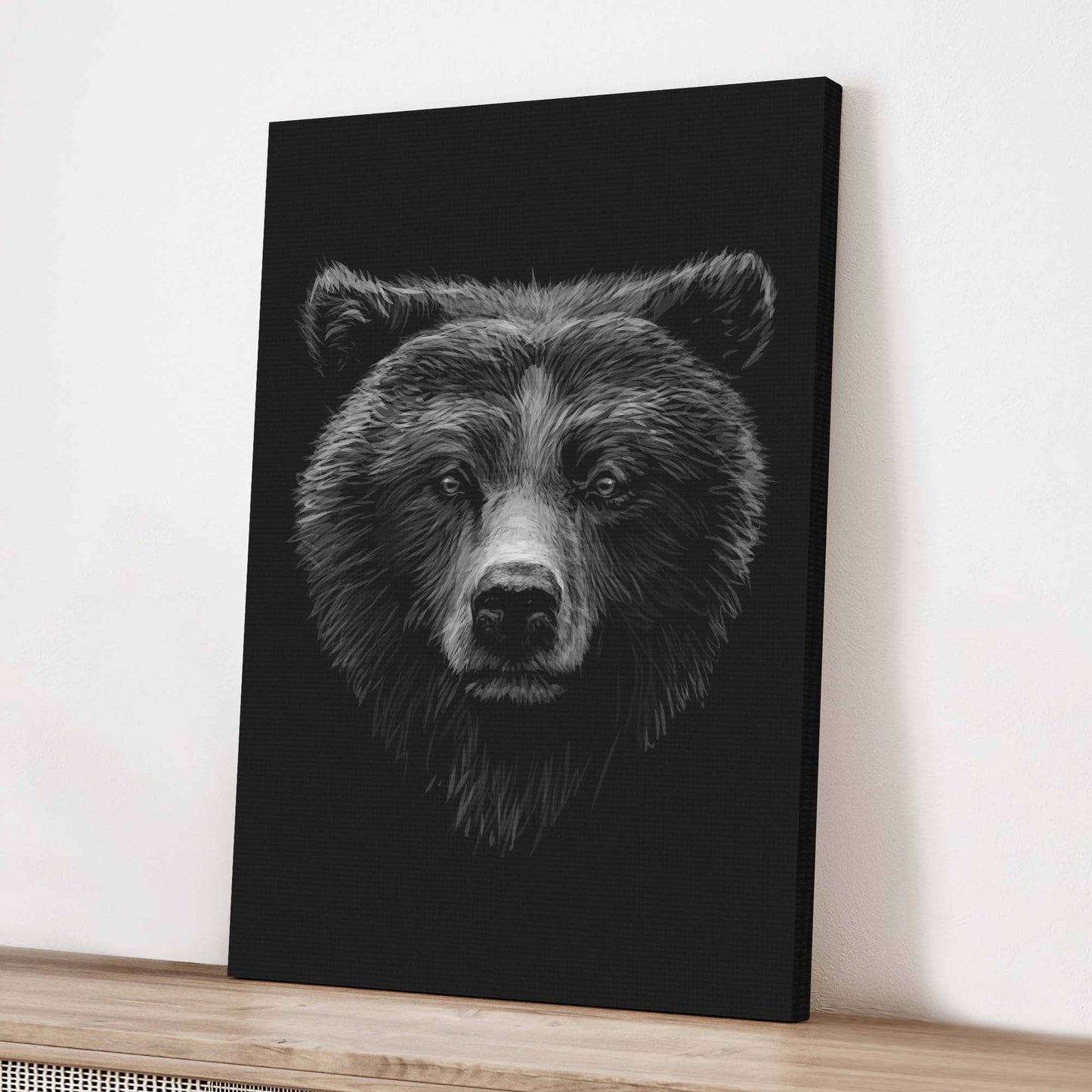 Animals Forest Bear Monochrome Canvas wall art with nature-inspired artwork - product view 3