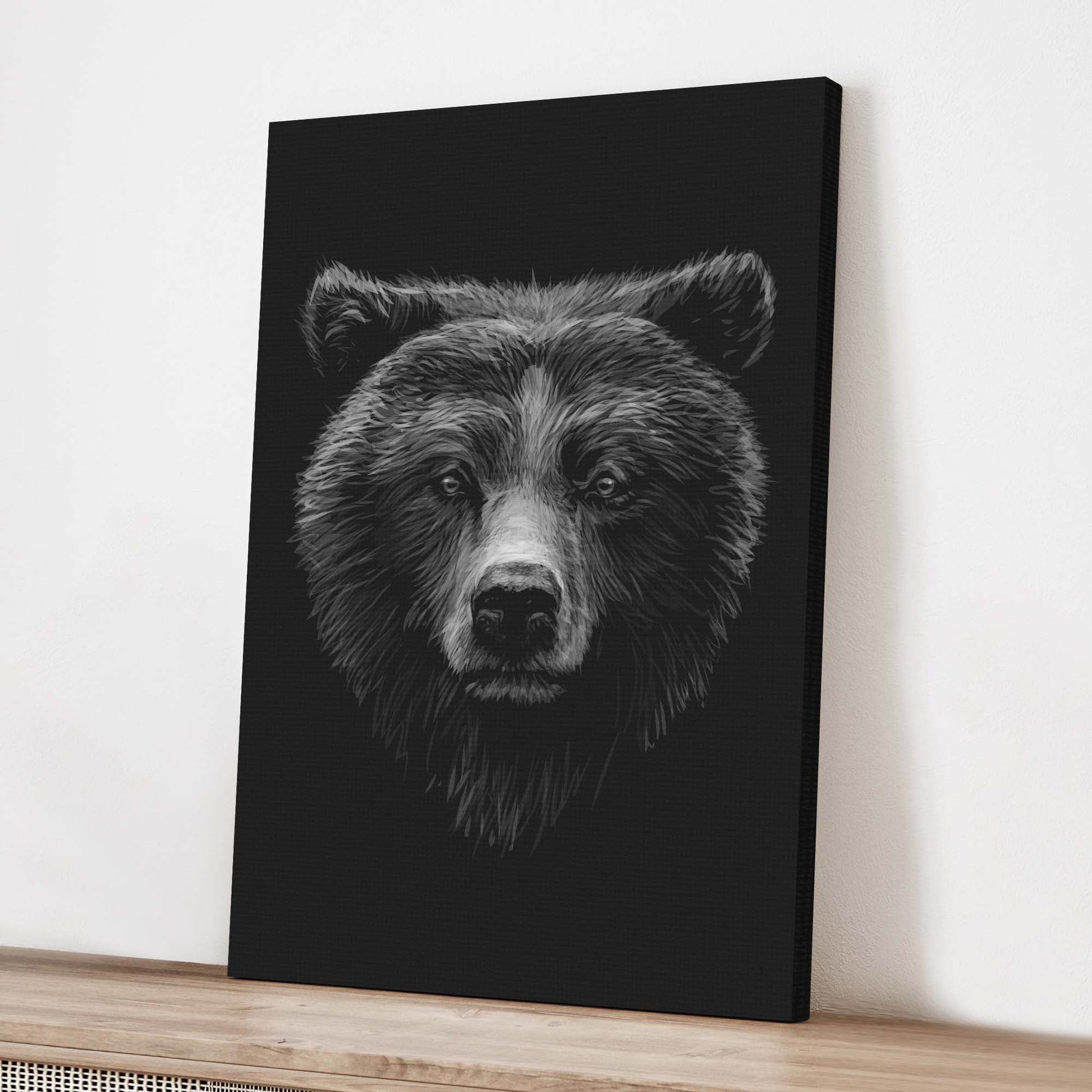 Animals Forest Bear Monochrome Canvas wall art with nature-inspired artwork - product view 3