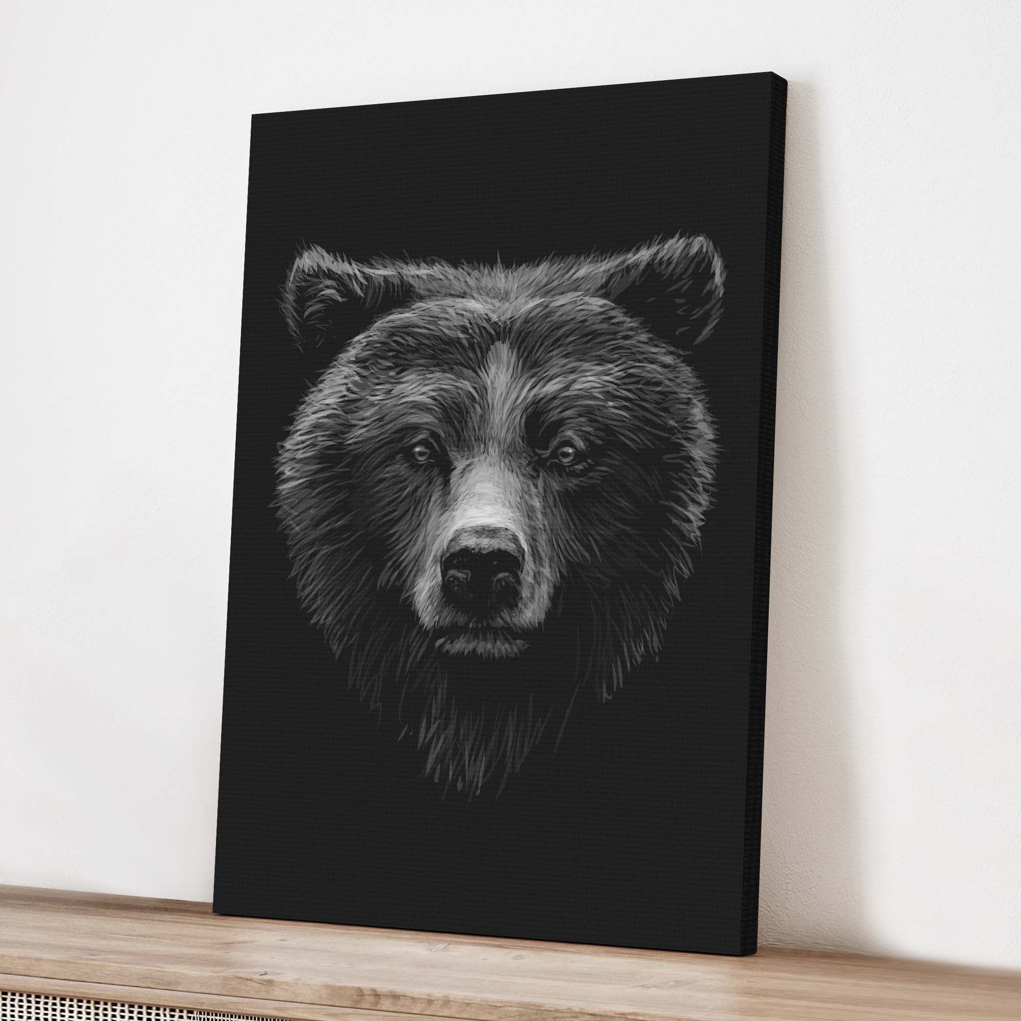 Animals Forest Bear Monochrome Canvas wall art with nature-inspired artwork - product view 3